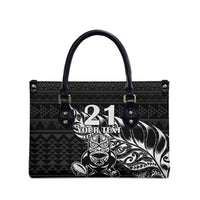 New Zealand Rugby Warrior Custom Leather Bag Black Fern Taniko Motif - Polynesian Pride