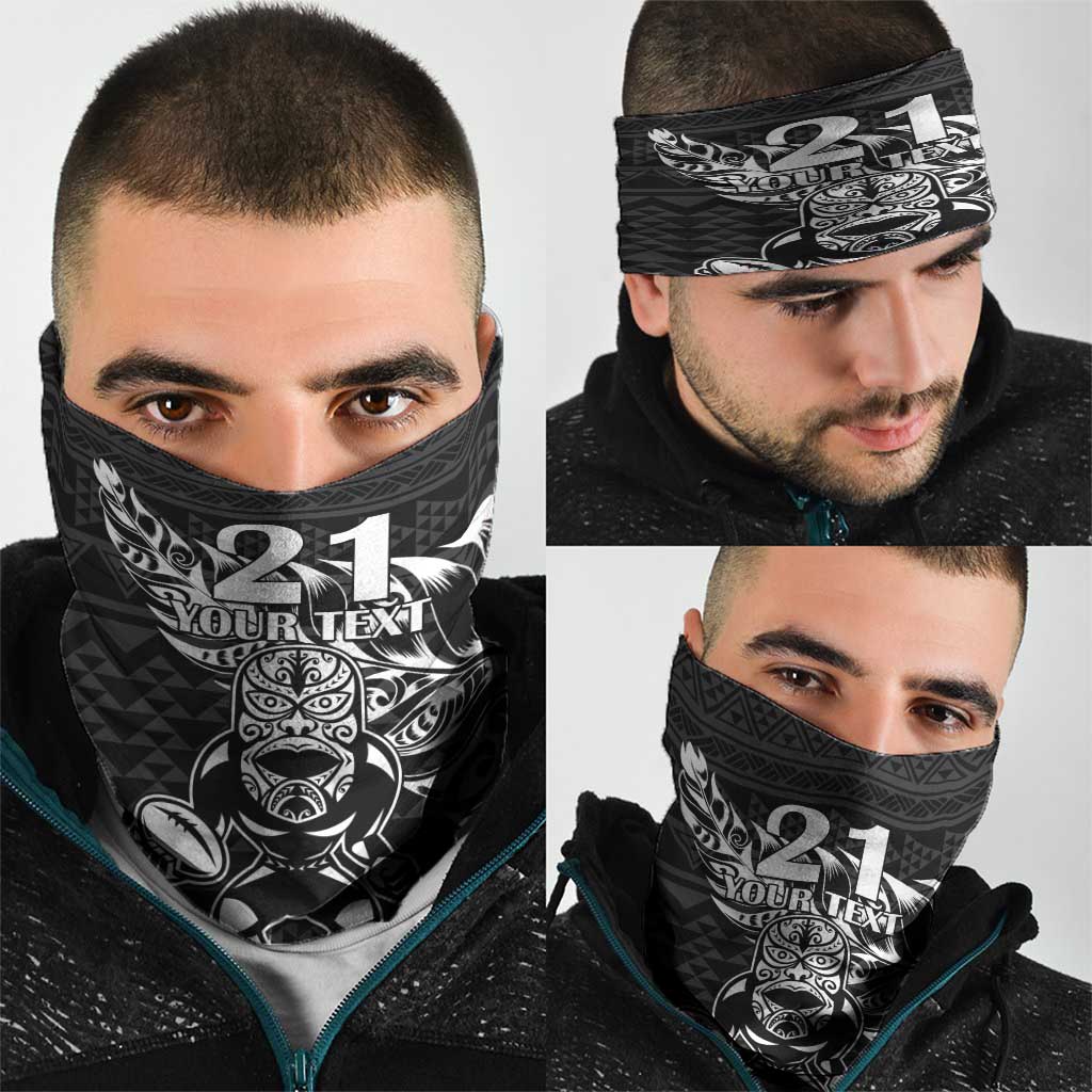 New Zealand Rugby Warrior Custom Neck Gaiter Black Fern Taniko Motif - Polynesian Pride