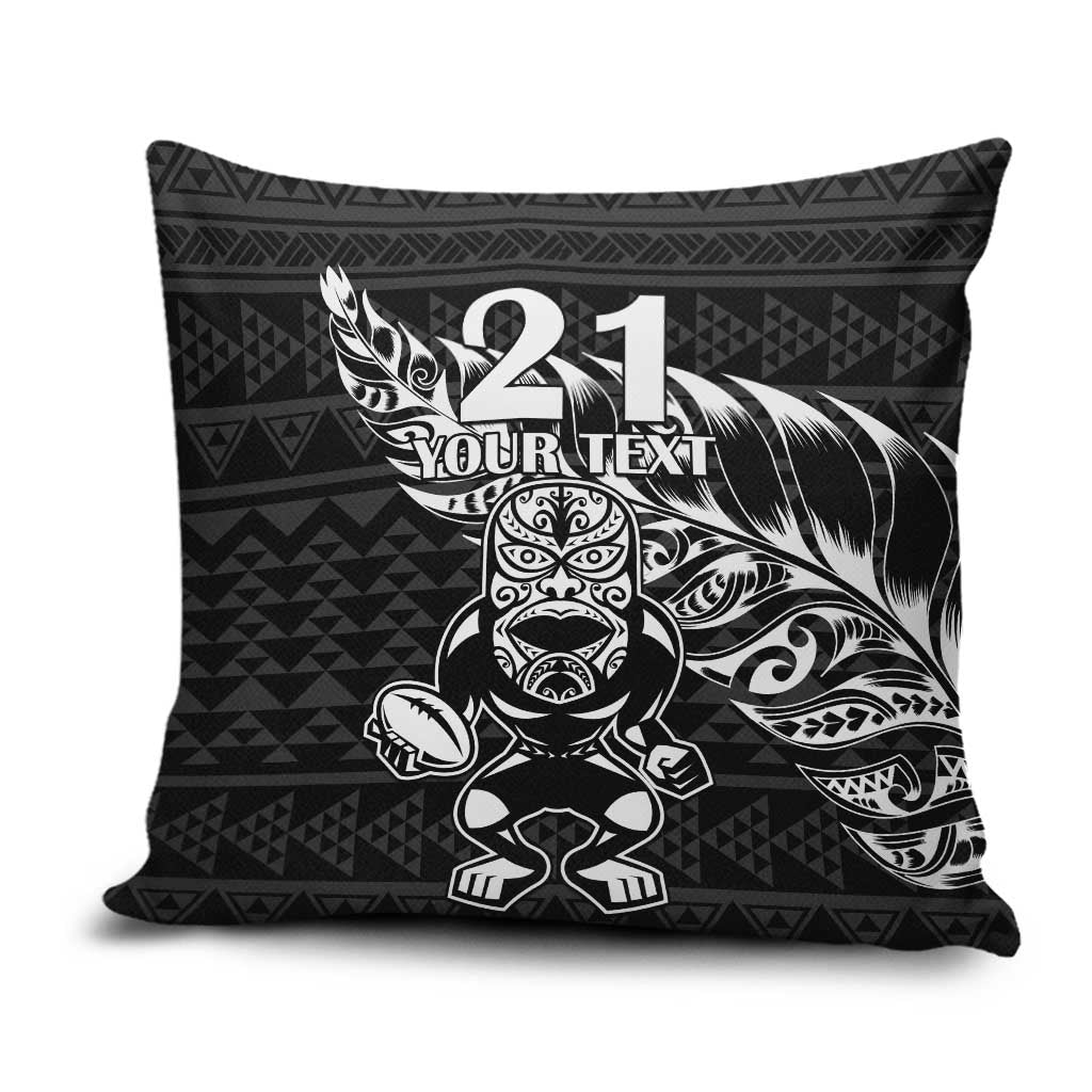 New Zealand Rugby Warrior Custom Pillow Cover Black Fern Taniko Motif LT9 Black - Polynesian Pride