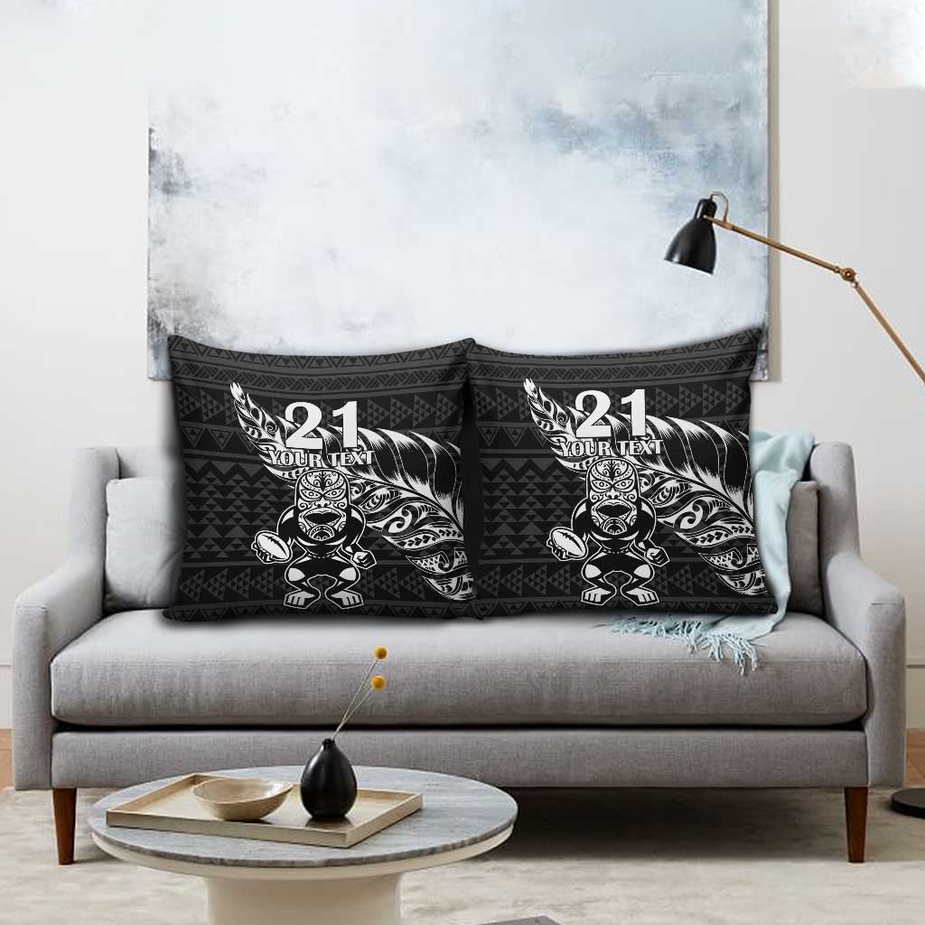 New Zealand Rugby Warrior Custom Pillow Cover Black Fern Taniko Motif LT9 - Polynesian Pride