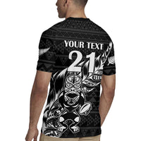 New Zealand Rugby Warrior Custom Rugby Jersey Black Fern Taniko Motif LT9 - Polynesian Pride