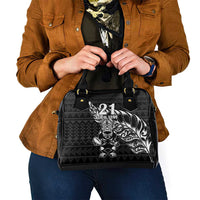 New Zealand Rugby Warrior Custom Shoulder Handbag Black Fern Taniko Motif