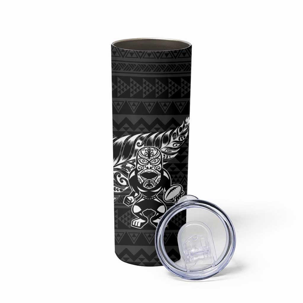 New Zealand Rugby Warrior Custom Skinny Tumbler Black Fern Taniko Motif
