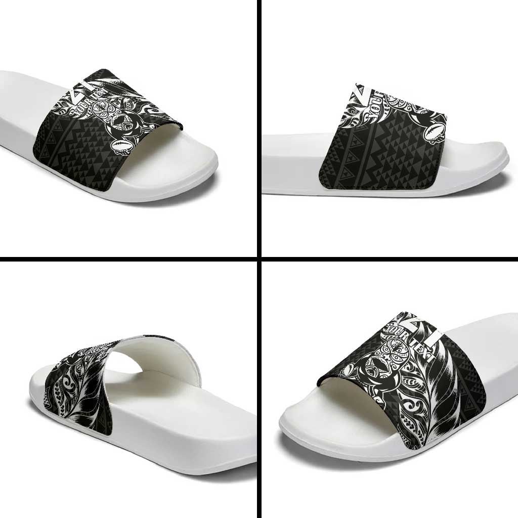 New Zealand Rugby Warrior Custom Slide Sandals Black Fern Taniko Motif LT9 - Polynesian Pride