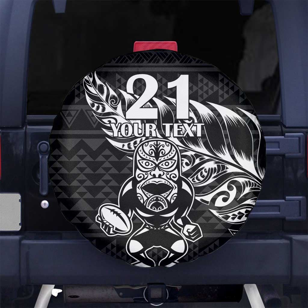 New Zealand Rugby Warrior Custom Spare Tire Cover Black Fern Taniko Motif