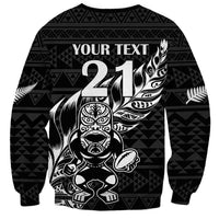 New Zealand Rugby Warrior Custom Sweatshirt Black Fern Taniko Motif