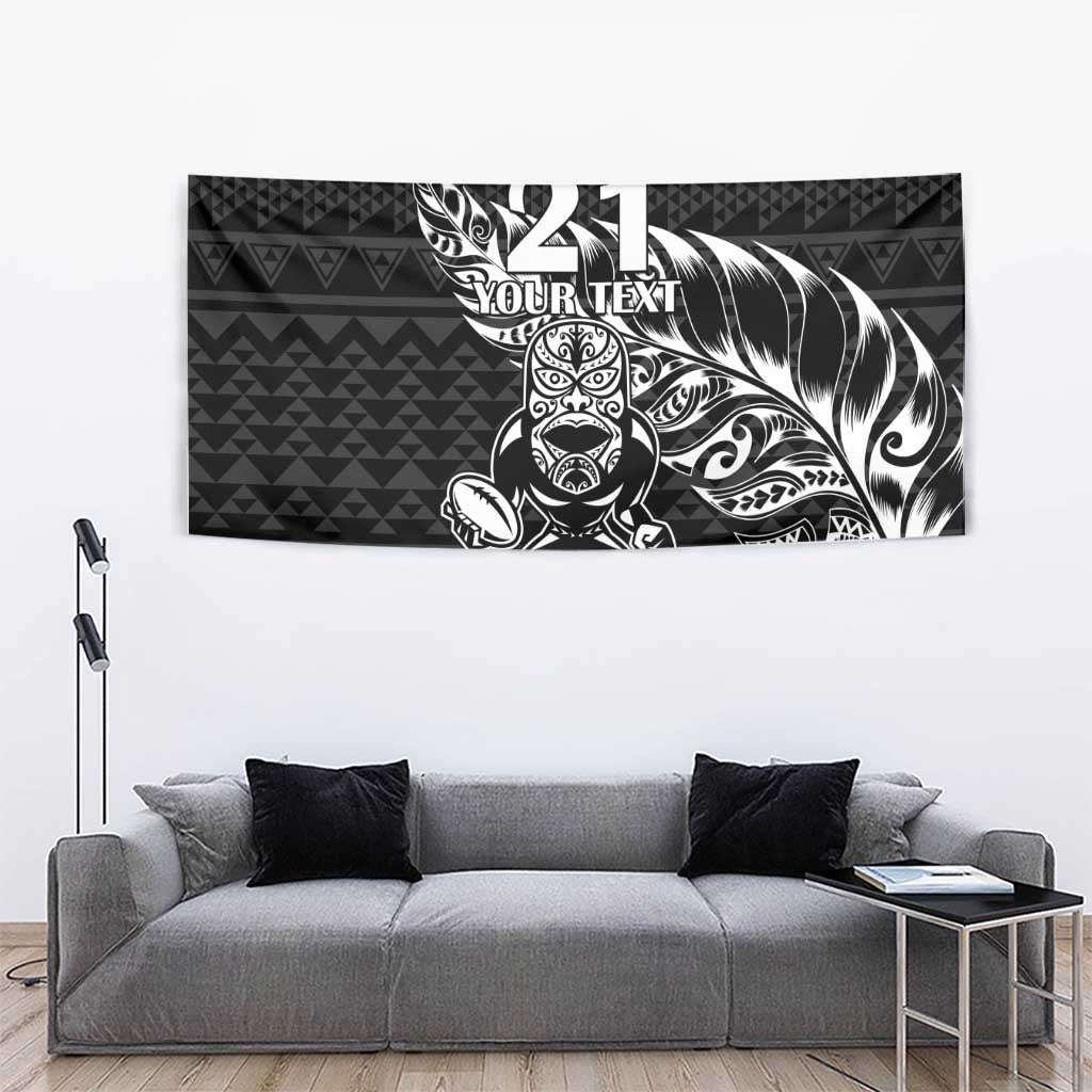 New Zealand Rugby Warrior Custom Tapestry Black Fern Taniko Motif