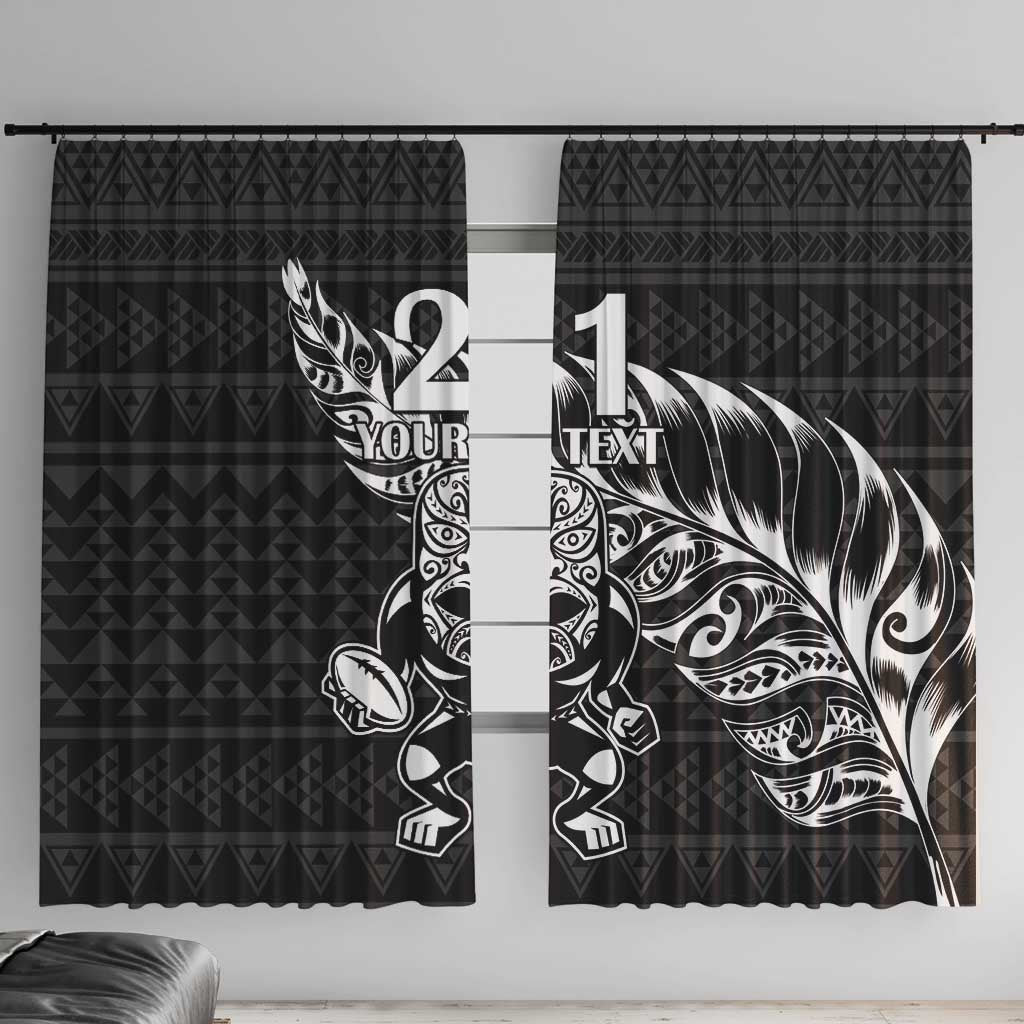 New Zealand Rugby Warrior Custom Window Curtain Black Fern Taniko Motif