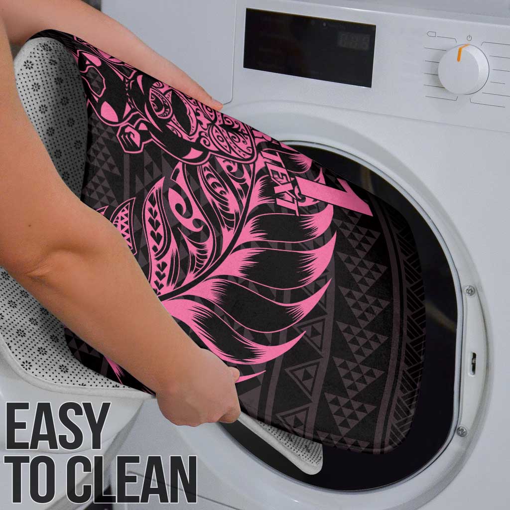 New Zealand Rugby Warrior Custom Bathroom Set Pink Fern Taniko Motif - Polynesian Pride