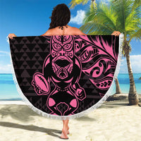 New Zealand Rugby Warrior Custom Beach Blanket Pink Fern Taniko Motif