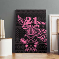 New Zealand Rugby Warrior Custom Canvas Wall Art Pink Fern Taniko Motif