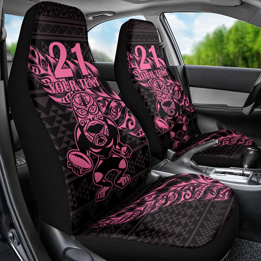 New Zealand Rugby Warrior Custom Car Seat Cover Pink Fern Taniko Motif LT9 - Polynesian Pride