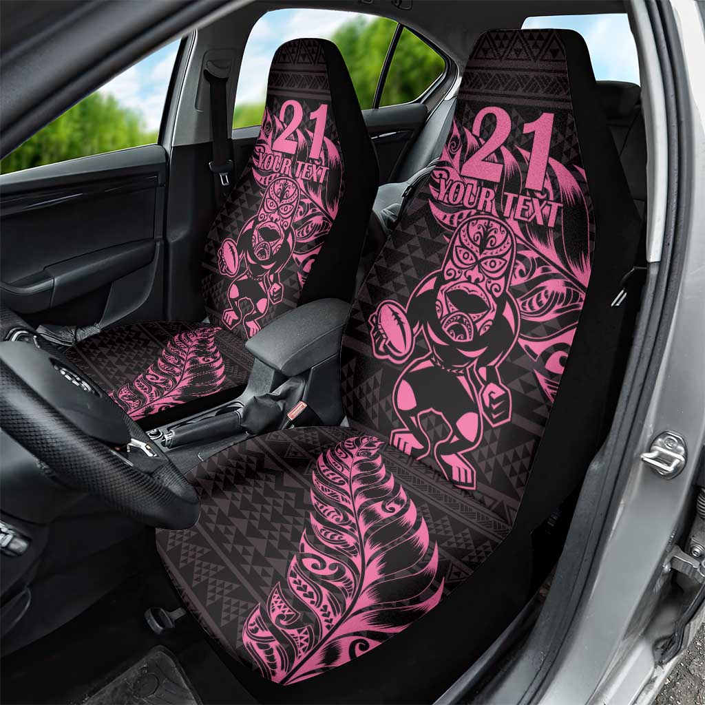 New Zealand Rugby Warrior Custom Car Seat Cover Pink Fern Taniko Motif LT9 - Polynesian Pride