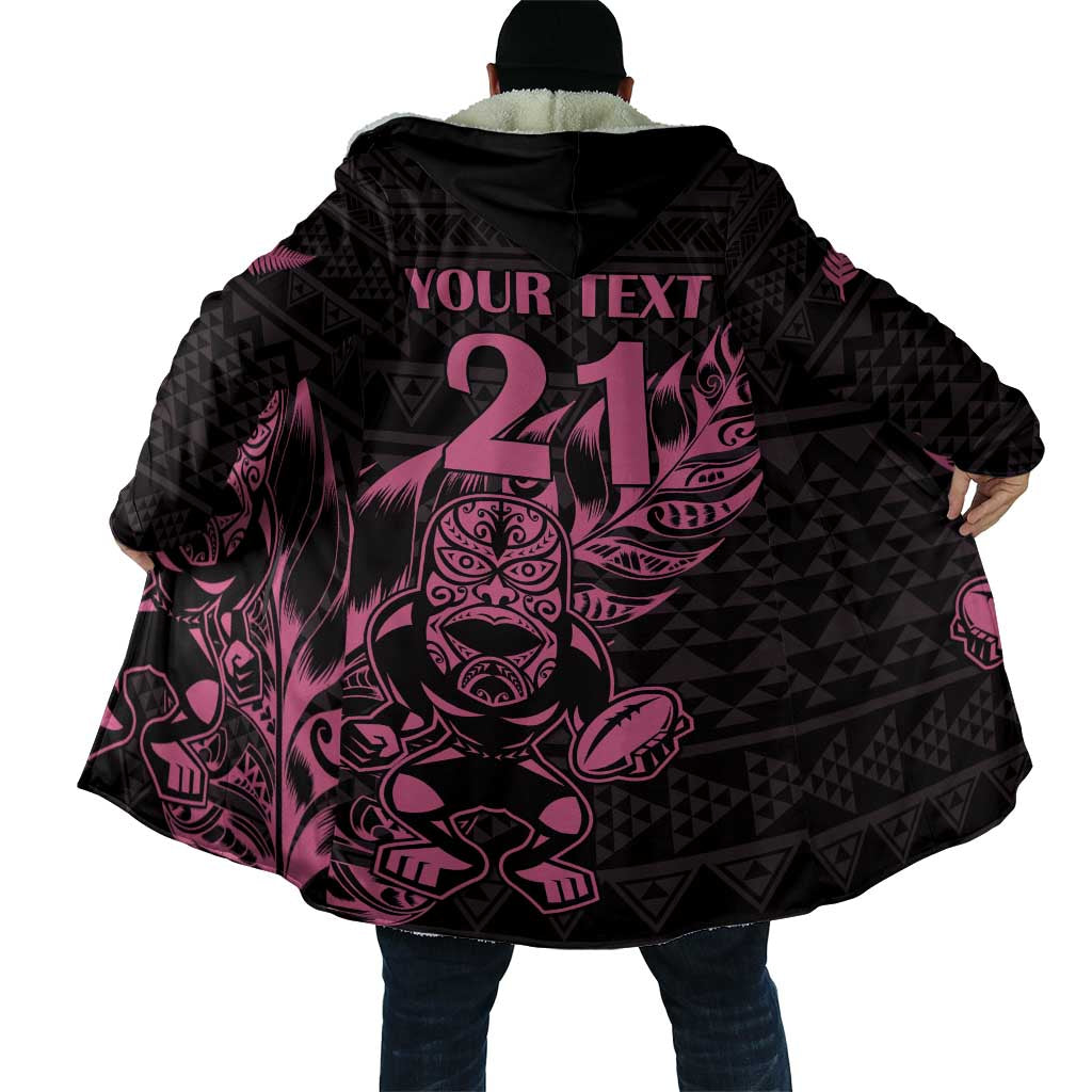New Zealand Rugby Warrior Custom Cloak Pink Fern Taniko Motif - Polynesian Pride