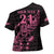 New Zealand Rugby Warrior Custom Cross Shoulder Shirt Pink Fern Taniko Motif - Polynesian Pride