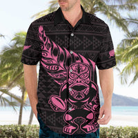 New Zealand Rugby Warrior Custom Hawaiian Shirt Pink Fern Taniko Motif LT9 - Polynesian Pride