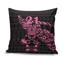 New Zealand Rugby Warrior Custom Pillow Cover Pink Fern Taniko Motif LT9 Pink - Polynesian Pride