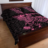 New Zealand Rugby Warrior Custom Quilt Bed Set Pink Fern Taniko Motif