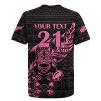 New Zealand Rugby Warrior Custom Rugby Jersey Pink Fern Taniko Motif LT9 - Polynesian Pride