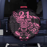New Zealand Rugby Warrior Custom Spare Tire Cover Pink Fern Taniko Motif