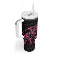 New Zealand Rugby Warrior Custom Tumbler With Handle Pink Fern Taniko Motif