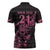 New Zealand Rugby Warrior Custom Zipper Polo Shirt Pink Fern Taniko Motif - Polynesian Pride