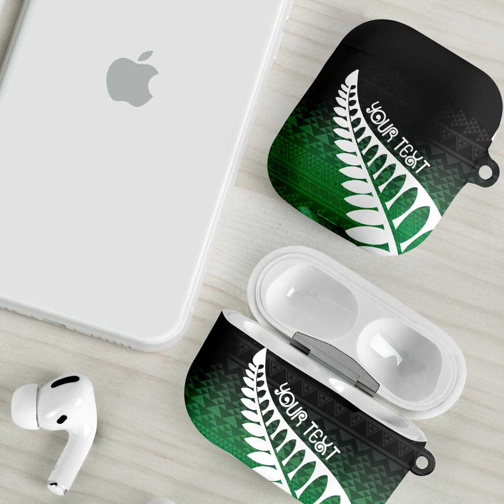 Green Silver Fern Spirit Taniko Tukutuku Personalised AirPods Case - Polynesian Pride