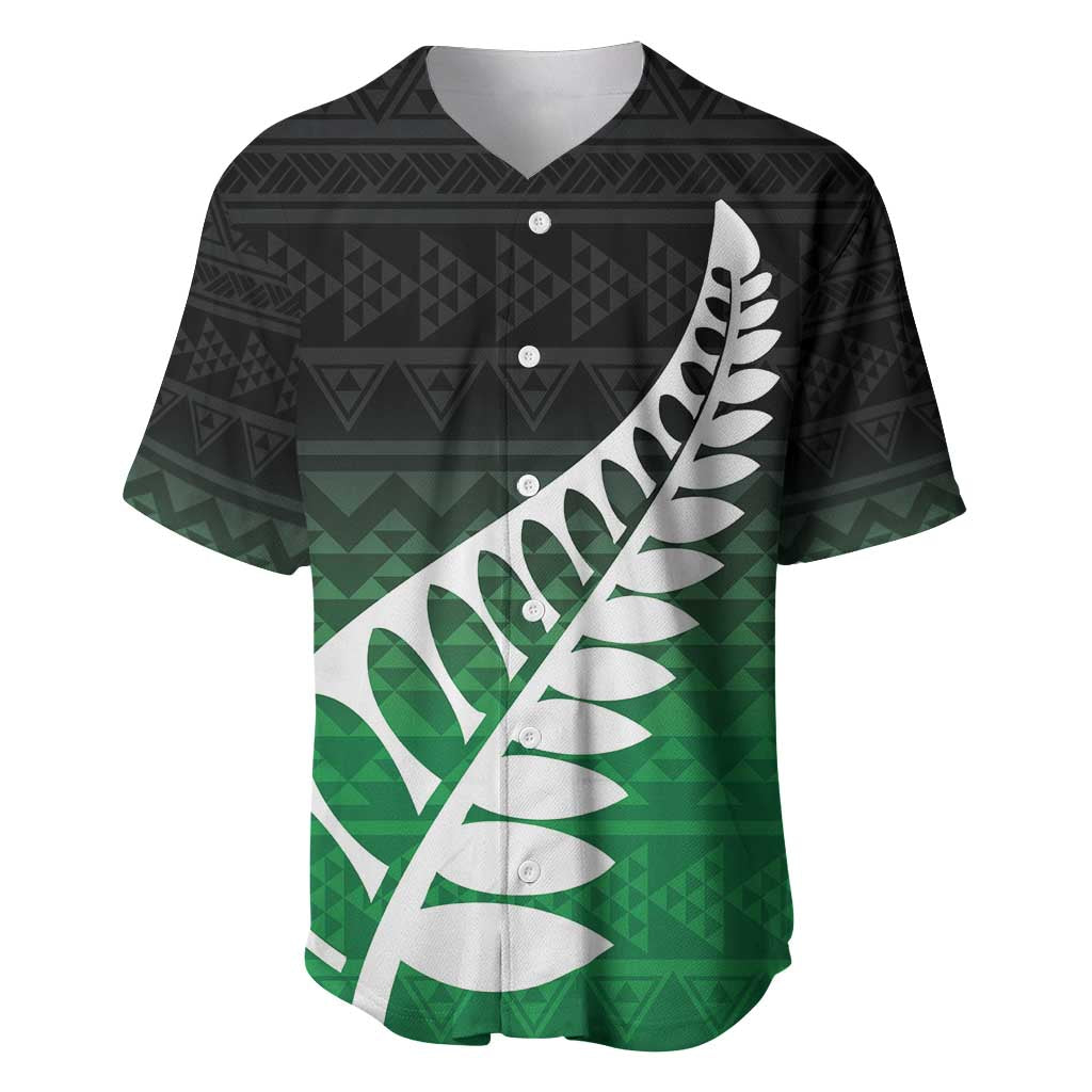 Green Silver Fern Spirit Taniko Tukutuku Personalised Baseball Jersey LT9 Green - Polynesian Pride