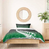 Green Silver Fern Spirit Taniko Tukutuku Personalised Bedding Set