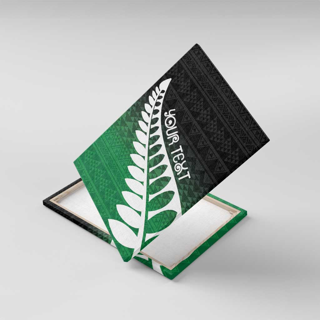 Green Silver Fern Spirit Taniko Tukutuku Personalised Canvas Wall Art