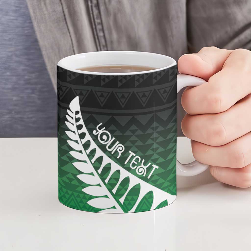 Green Silver Fern Spirit Taniko Tukutuku Personalised Ceramic Mug - Polynesian Pride