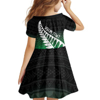 Green Silver Fern Spirit Taniko Tukutuku Personalised Family Matching Off The Shoulder Long Sleeve Dress and Hawaiian Shirt