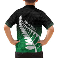 Green Silver Fern Spirit Taniko Tukutuku Personalised Family Matching Puletasi and Hawaiian Shirt LT9 - Polynesian Pride