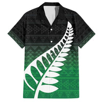 Green Silver Fern Spirit Taniko Tukutuku Personalised Family Matching Summer Maxi Dress and Hawaiian Shirt LT9 Dad's Shirt - Short Sleeve Green - Polynesian Pride