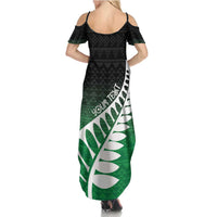 Green Silver Fern Spirit Taniko Tukutuku Personalised Family Matching Summer Maxi Dress and Hawaiian Shirt LT9 - Polynesian Pride