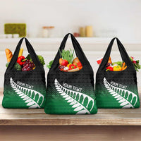 Green Silver Fern Spirit Taniko Tukutuku Personalised Grocery Bag LT9 3-pack One Size Green - Polynesian Pride