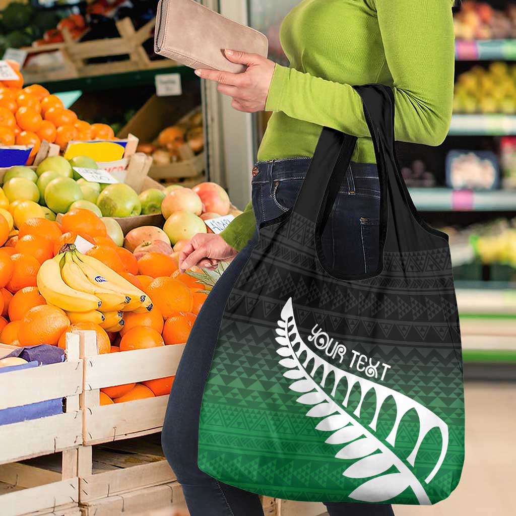 Green Silver Fern Spirit Taniko Tukutuku Personalised Grocery Bag LT9 - Polynesian Pride