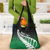 Green Silver Fern Spirit Taniko Tukutuku Personalised Grocery Bag LT9 - Polynesian Pride