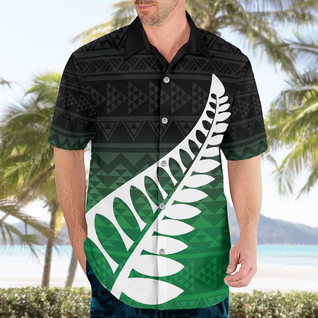 Green Silver Fern Spirit Taniko Tukutuku Personalised Hawaiian Shirt