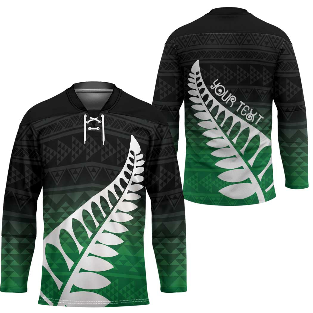Green Silver Fern Spirit Taniko Tukutuku Personalised Hockey Jersey - Polynesian Pride