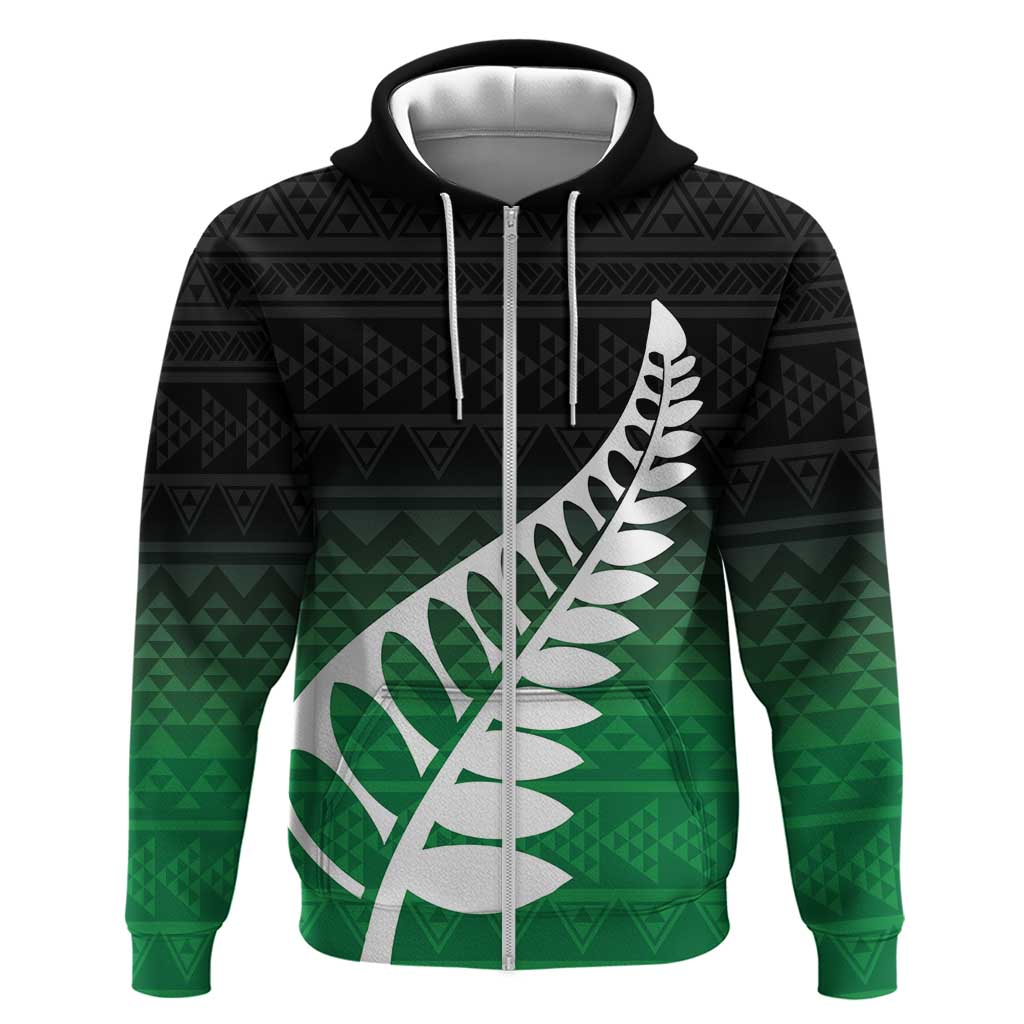 Green Silver Fern Spirit Taniko Tukutuku Personalised Hoodie