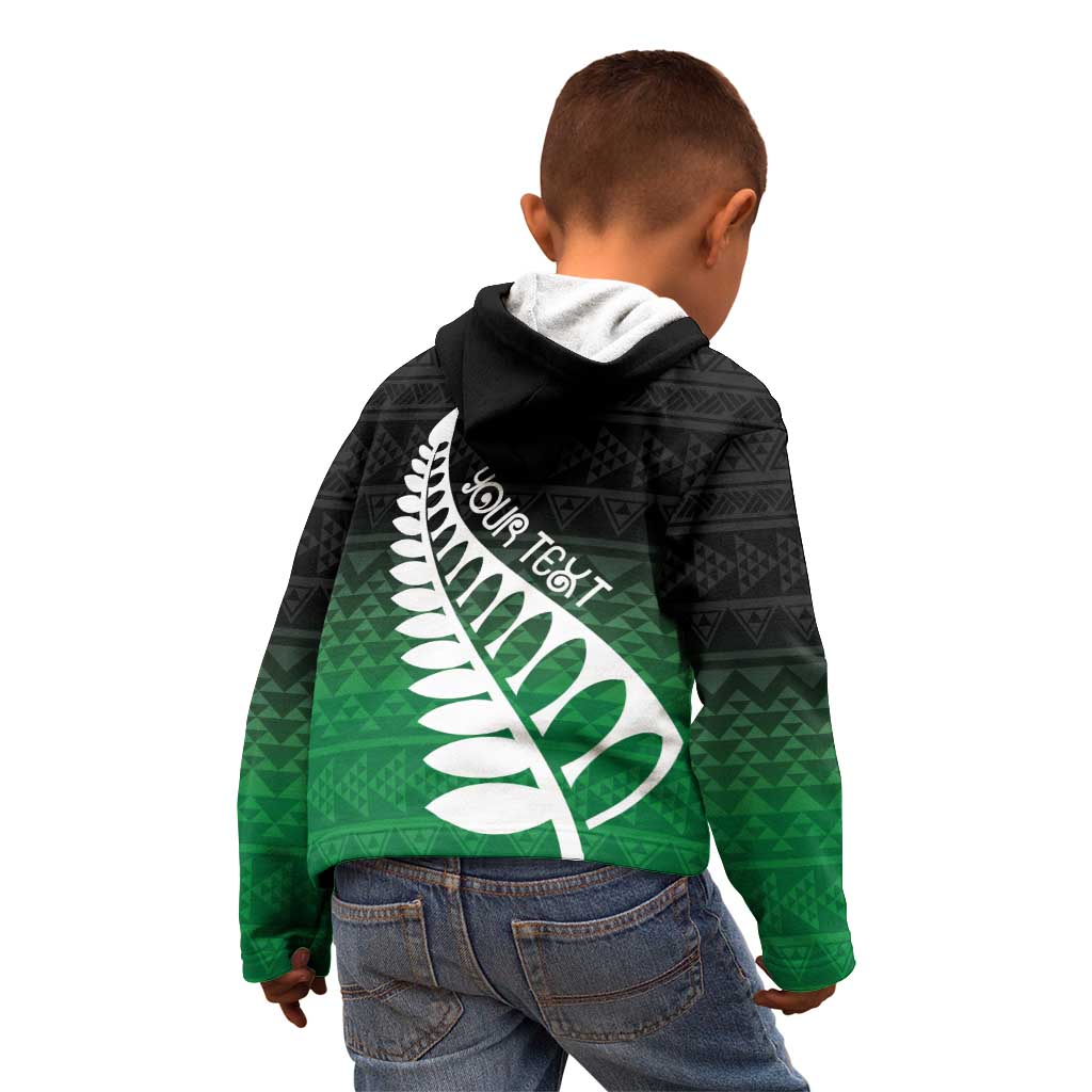Green Silver Fern Spirit Taniko Tukutuku Personalised Kid Hoodie