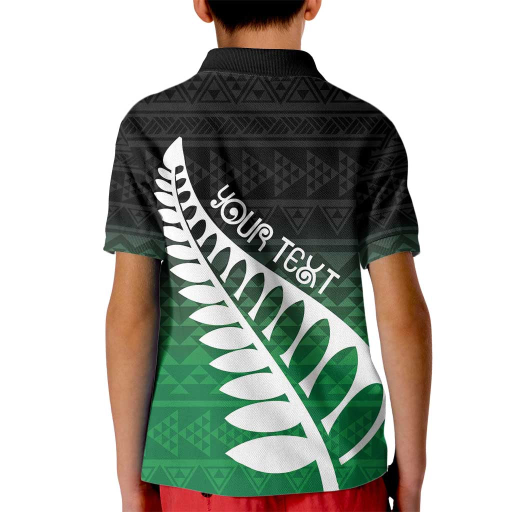 Green Silver Fern Spirit Taniko Tukutuku Personalised Kid Polo Shirt LT9 - Polynesian Pride
