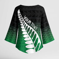Green Silver Fern Spirit Taniko Tukutuku Personalised Kimono Sleeve Blouse - Polynesian Pride