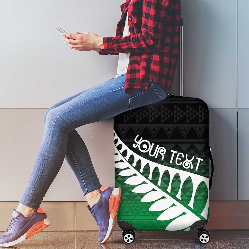 Green Silver Fern Spirit Taniko Tukutuku Personalised Luggage Cover