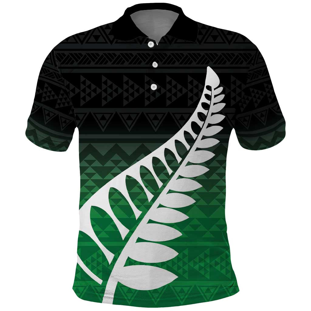 Green Silver Fern Spirit Taniko Tukutuku Personalised Polo Shirt