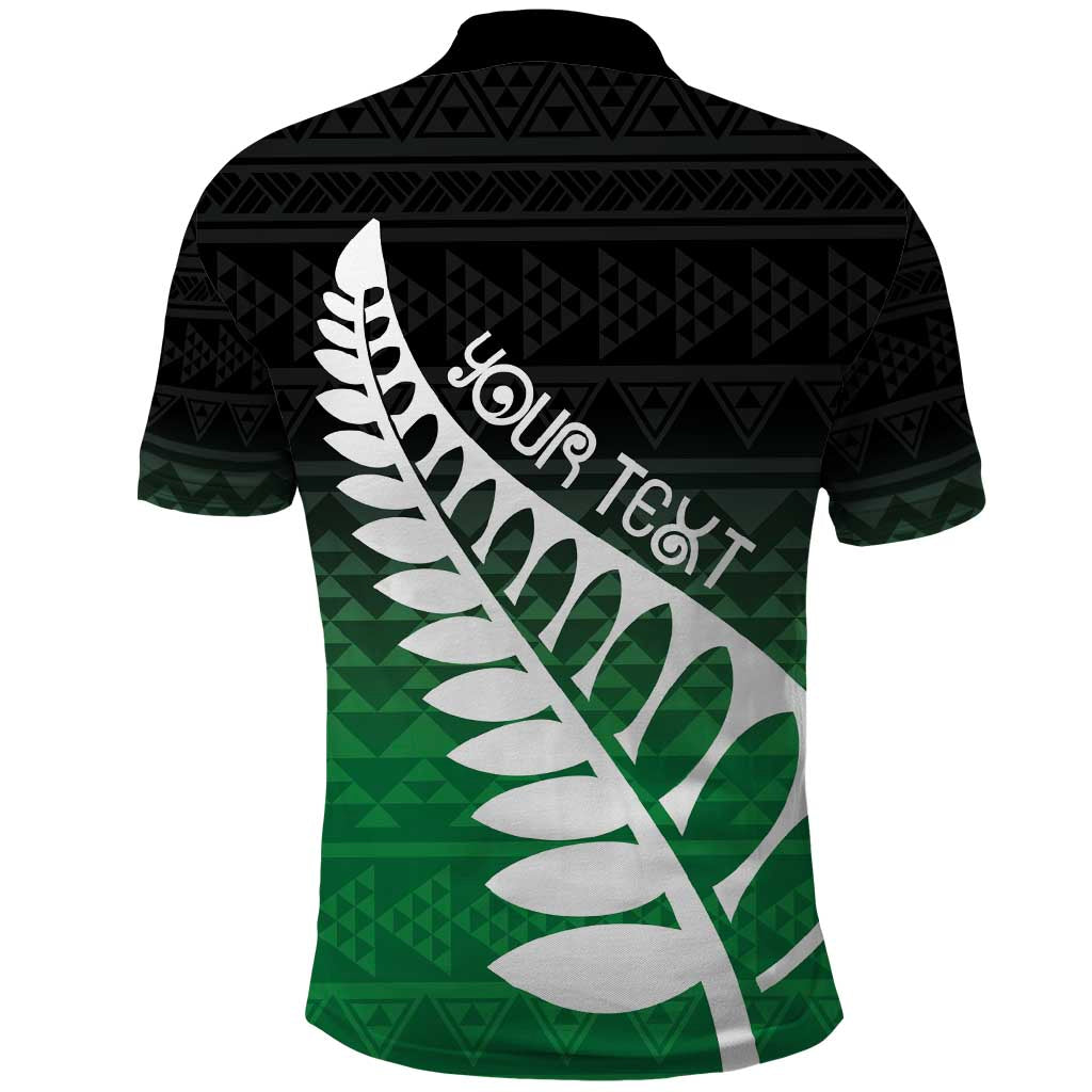 Green Silver Fern Spirit Taniko Tukutuku Personalised Polo Shirt