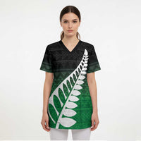 Green Silver Fern Spirit Taniko Tukutuku Personalised Scrub Top - Polynesian Pride