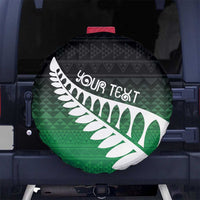 Green Silver Fern Spirit Taniko Tukutuku Personalised Spare Tire Cover