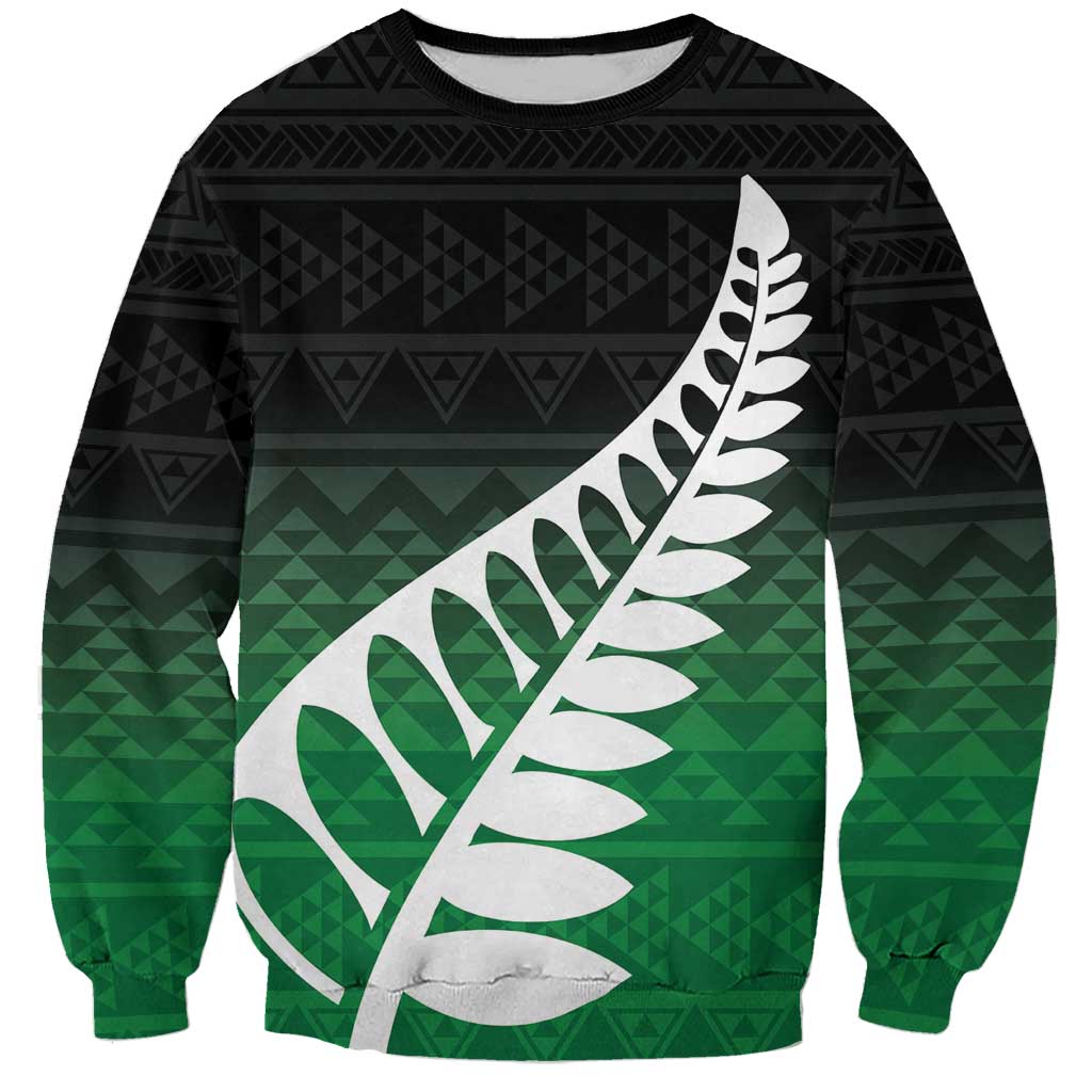 Green Silver Fern Spirit Taniko Tukutuku Personalised Sweatshirt LT9 Unisex Green - Polynesian Pride